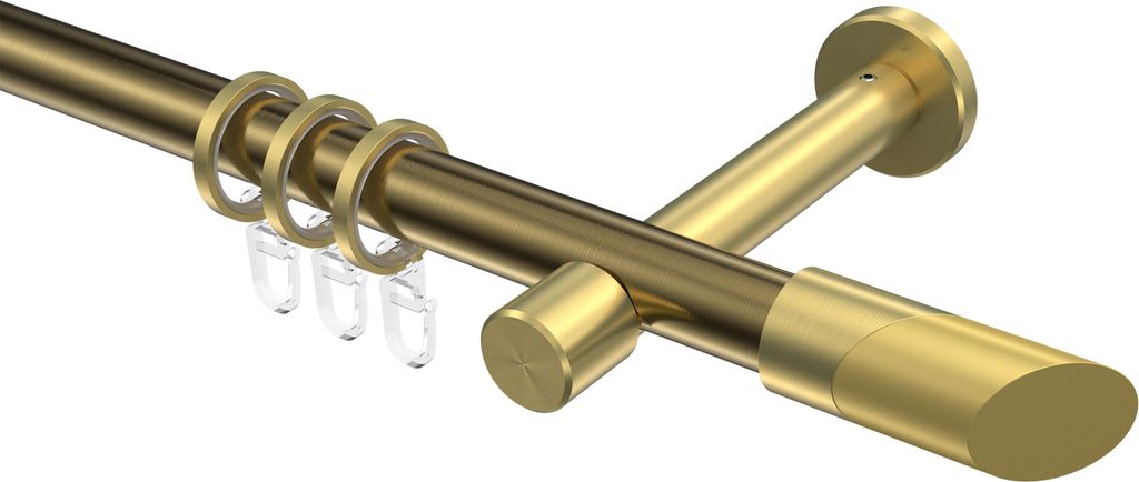 Interdeco Gardinenstange / Vorhangstange Messing Antik / Messing-Optik, Typ Prestige Verano (Schräge), 20 mm Ø 1-läufig, 100 cm