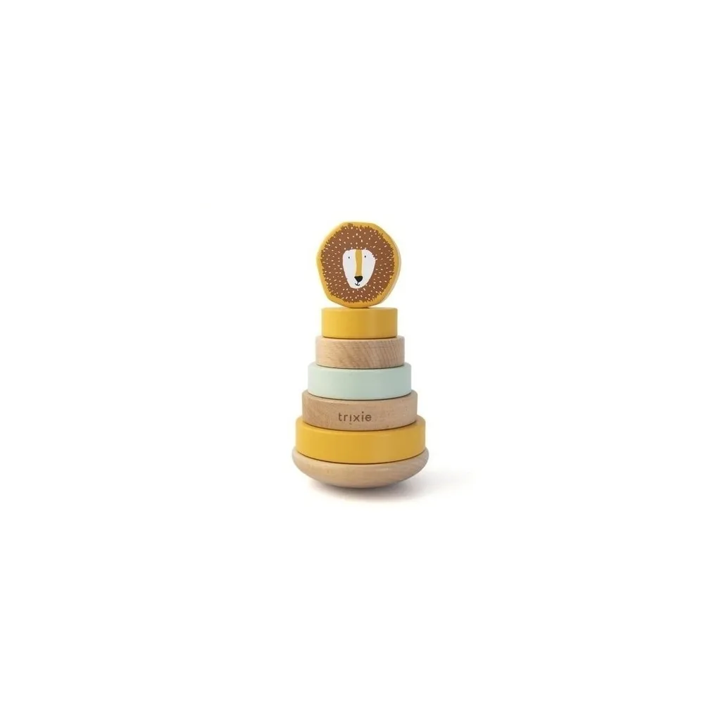 Jeu d'empilage bois M. Lion Trixie pour motricité fine bébé 1 an