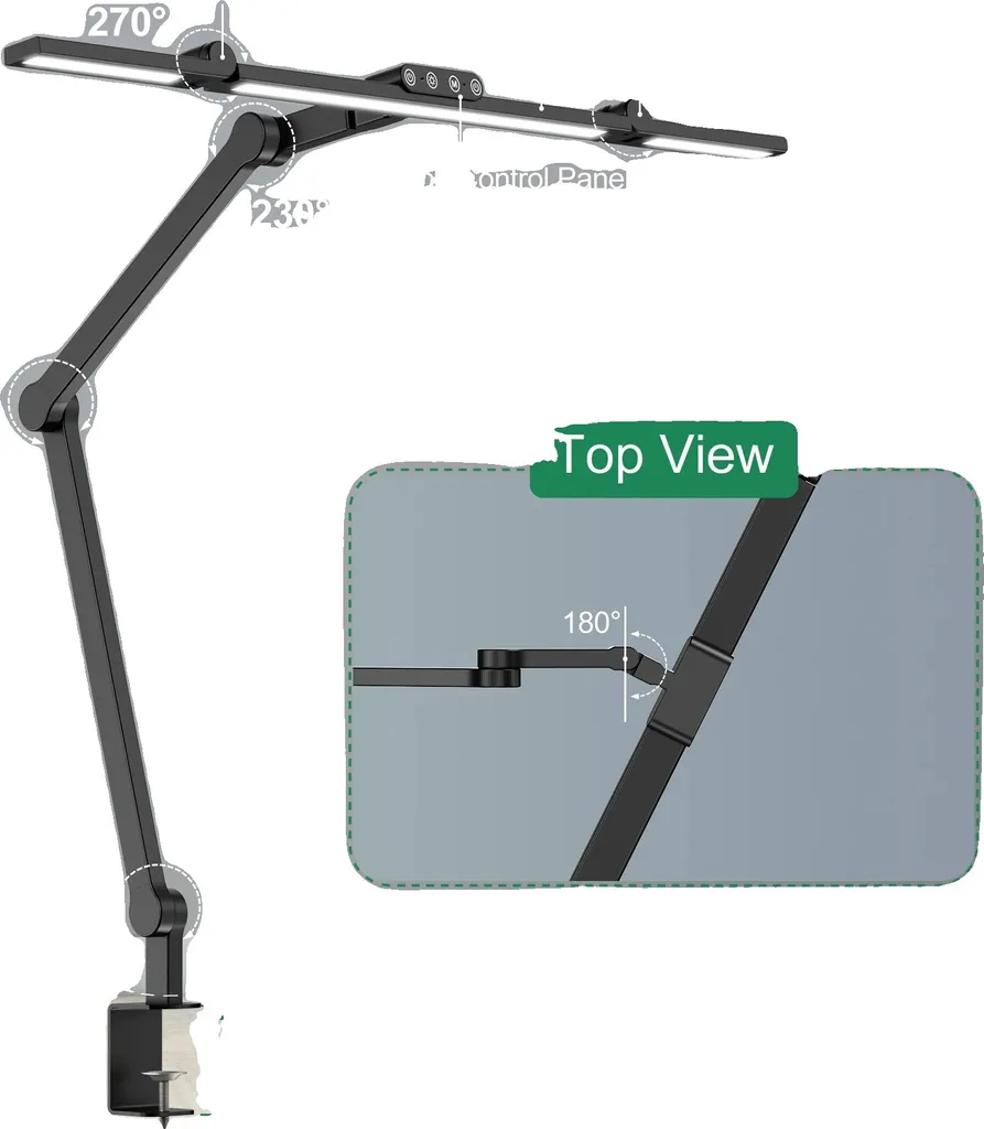 Lampe d'architecte LED puissante 24W à bras articulé flexible noir EU