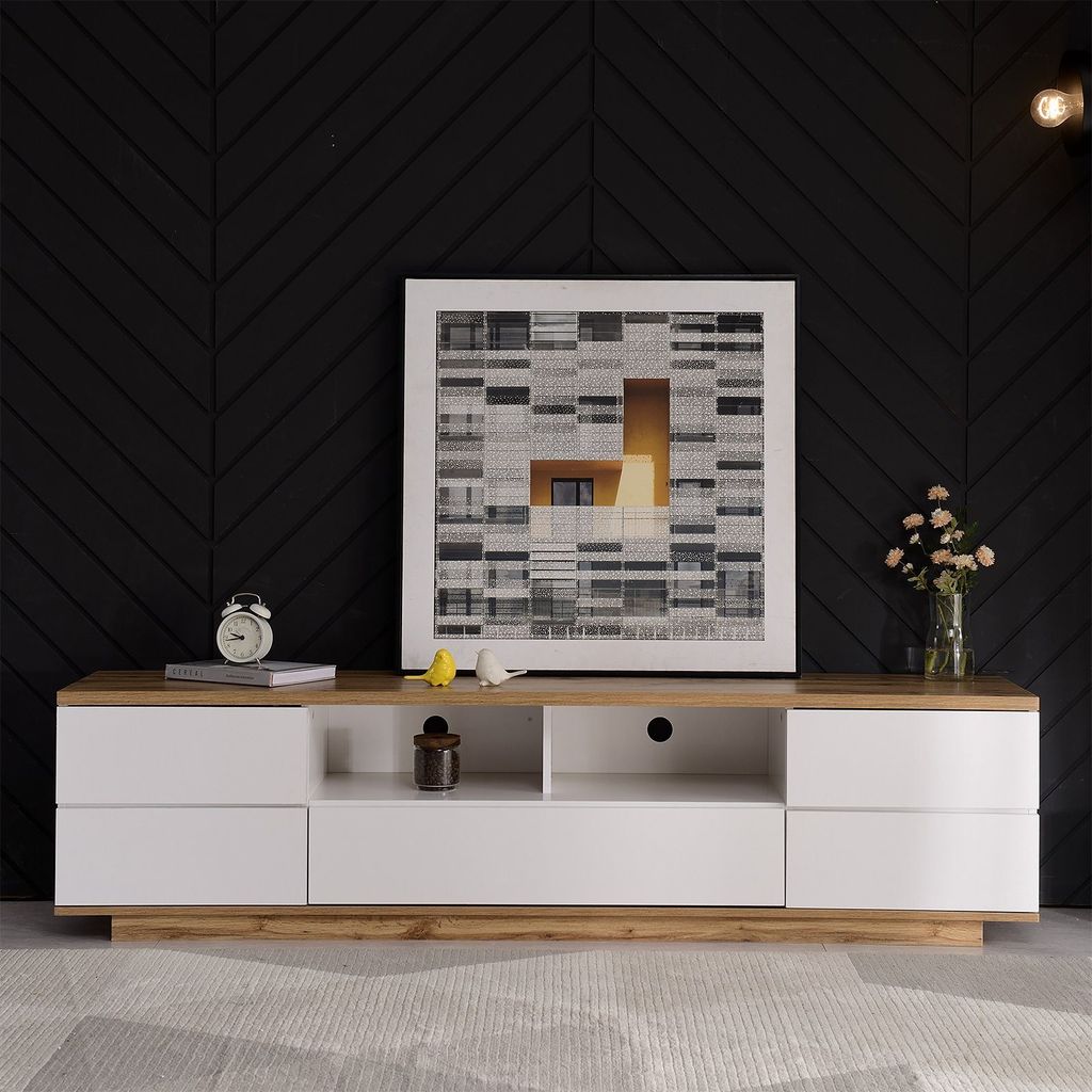 Lowboard moderner TV-Schrank in weißer Ausführung (für Produktbild 3