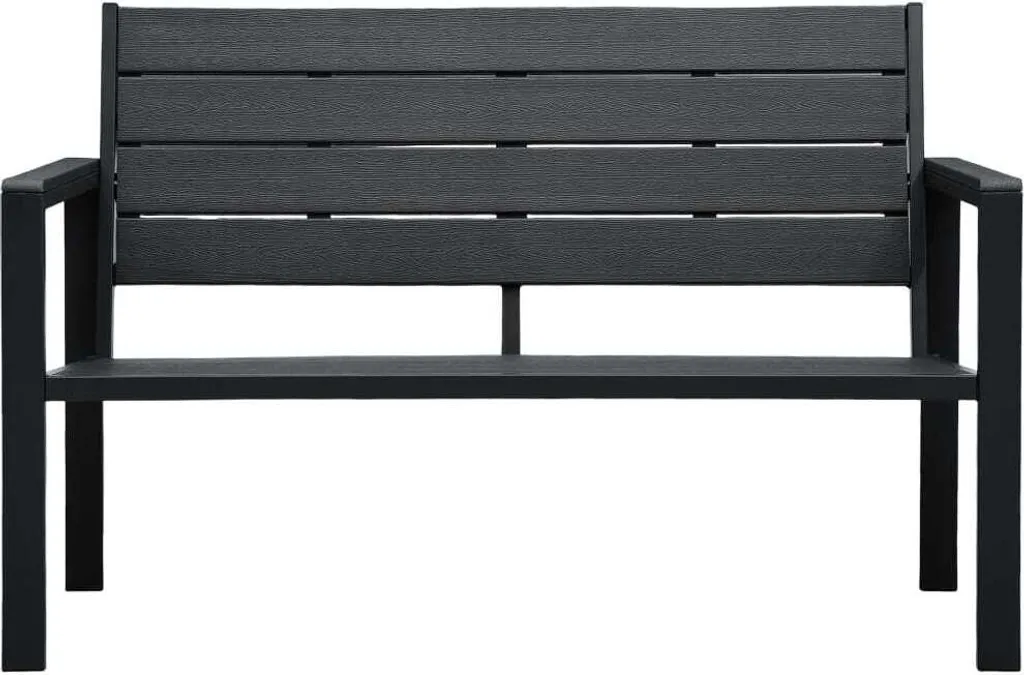 Panca da Esterno Nera 120cm HDPE - Design Moderno Effetto Legno