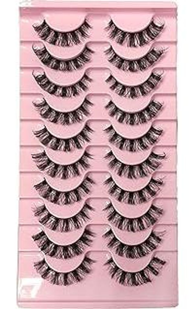 10 Paare 3D Falsche Wimpern - Künstliche Lashes - Russian Strip Lashes Natural Look Curly Cat Eye Full Volume Falsche Wimpern (DH06-2)