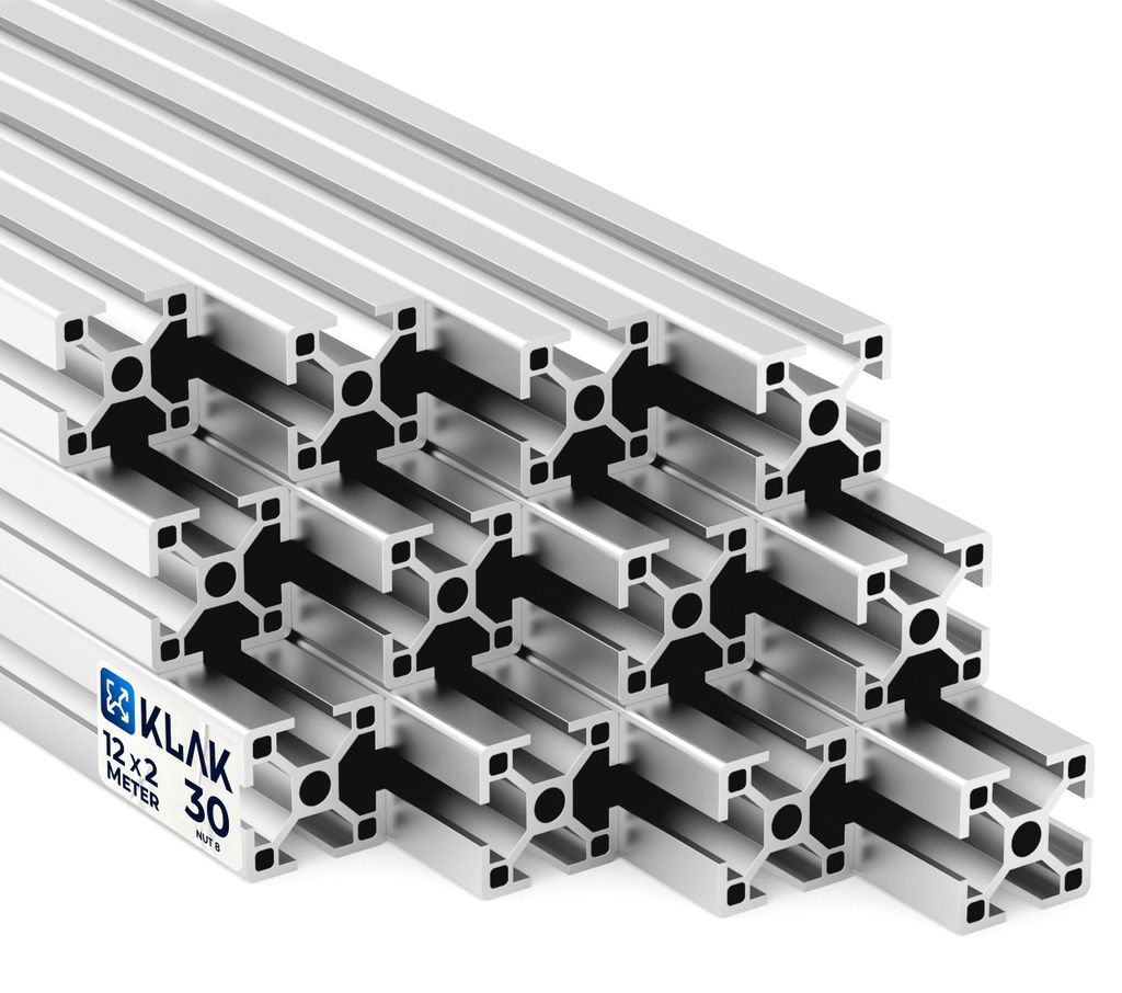 KLAK 30 - Aluprofil 12 Stück 30x30mm 2m System-, Montage-, Produktbild 