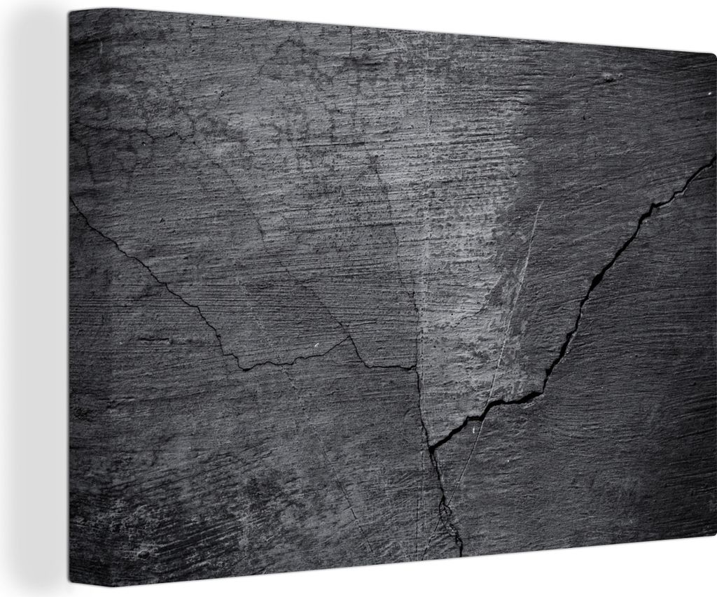 OneMillionCanvasses - Leinwandbilder - 150x100 cm, Beton - Schwarz - Riss, Wandbilder Kunstdruck Wanddekoration - Foto auf Leinwand - Gemälde au...