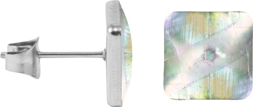 Chirurgenstahl Ohrstecker Perlmutt Quadrat Farbe - Weiß