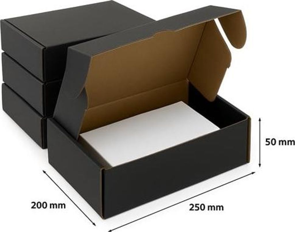 Karton s výsekovou formou 250 x 200 x 50 mm černý – 10 Obrázek produktu 