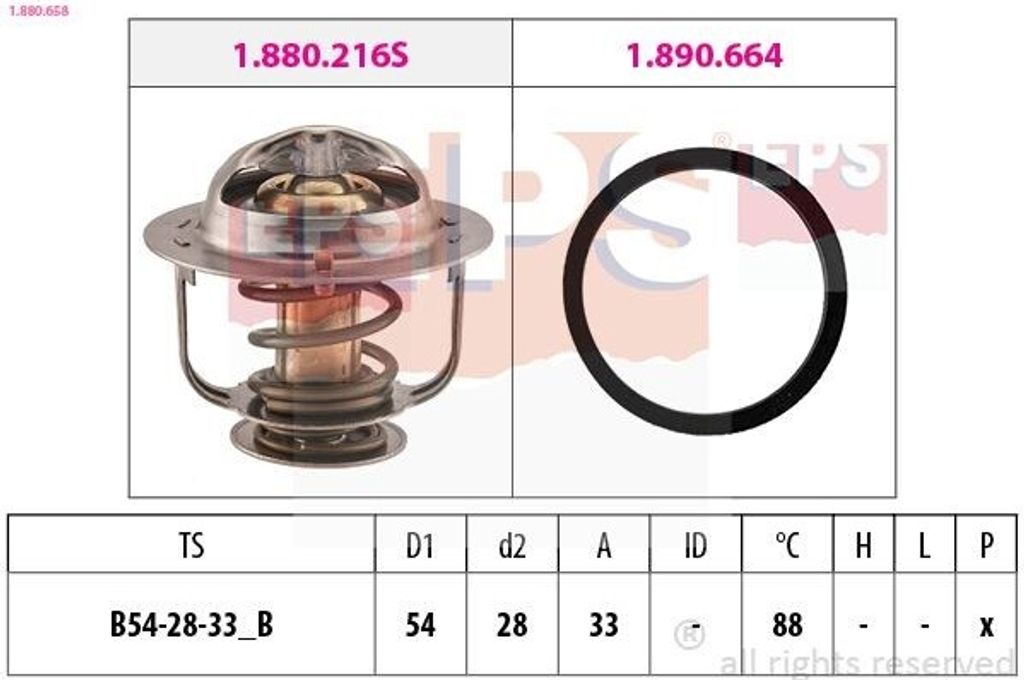EPS Thermostat Kühlmittel 88°C für NISSAN TERRANO II (R20) Serena (C23) Cabstar E Pritsche / Fahrgestell (TL, VL) VANETTE CARGO Kasten (HC 23)