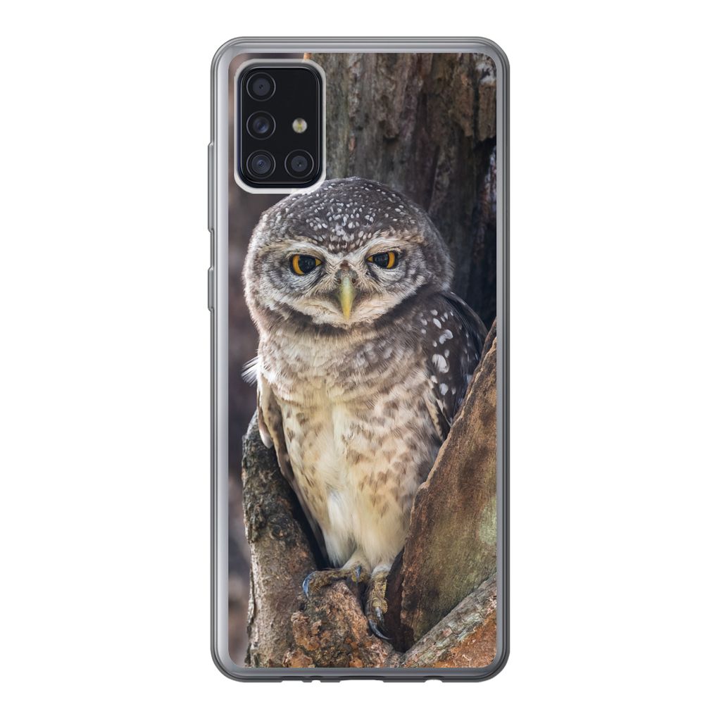 MuchoWow Handyhülle Schutzhülle Hülle für Samsung Galaxy A52 5G Eule - Baum - Wald Silikon Softcase Handy Hülle - Umschlag