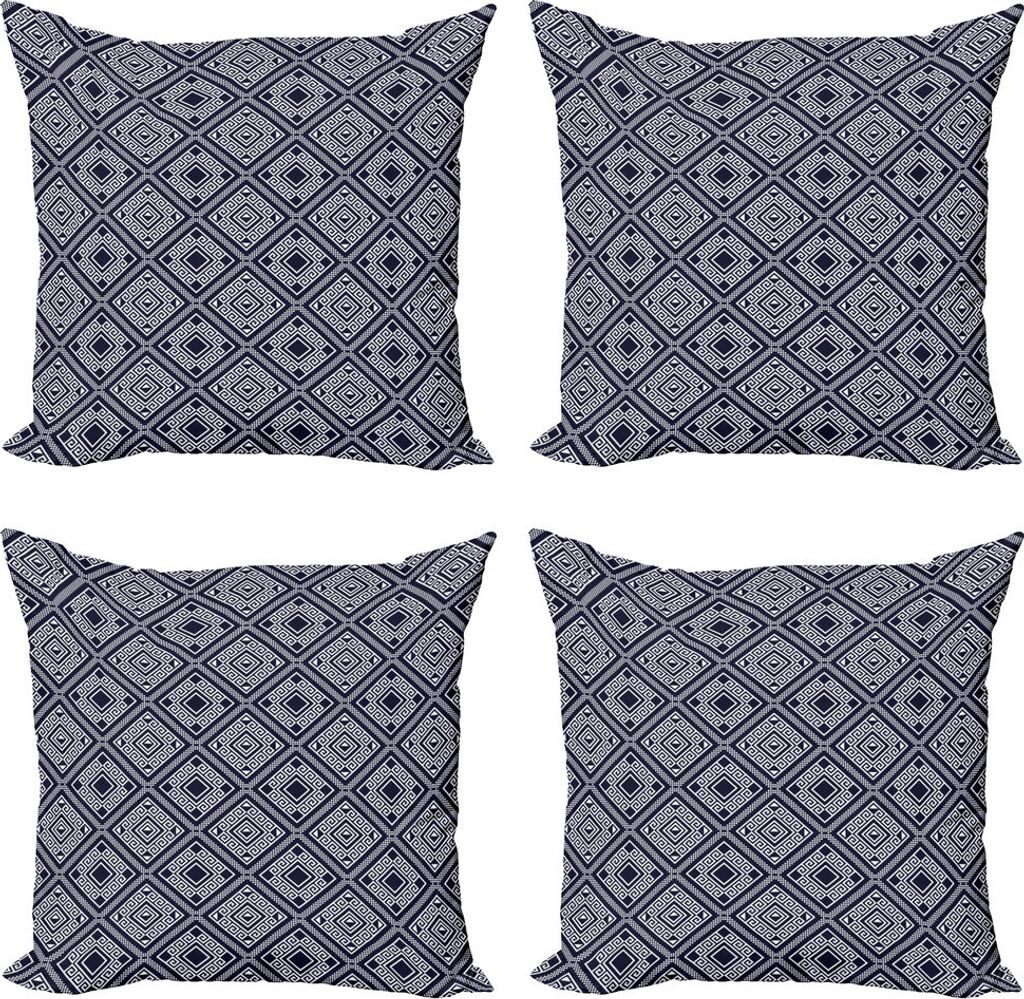 ABAKUHAUS Abstrakt Kissenbezug Set (4 Stück), Rhythmische zweifarbige Motive, Moderner Doppelseitiger Digitaldruck, 50 cm x 50 cm, Dunkelviolett B...