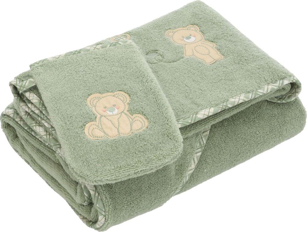 Vossen Teddy Bear SET bestehend aus Kapuzentuch, Handtuch und Waschhandschuh Farbe eucalyptus Größe N/A