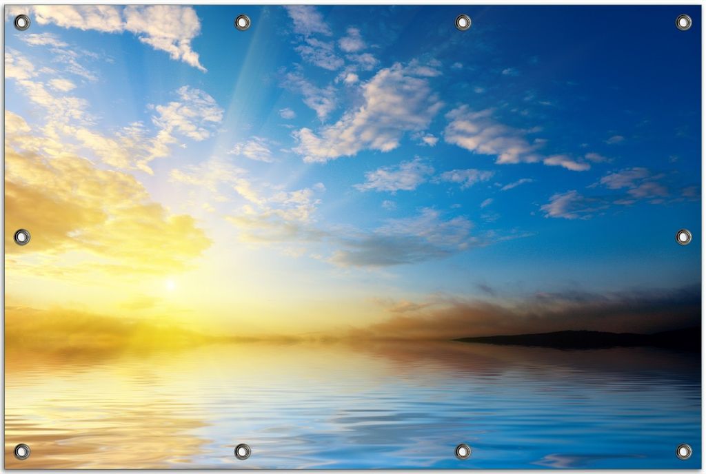 Wallario Outdoor-Poster für Garten oder Balkon, Motiv Sonnenuntergang über dem Meer I, in ca. 80 x 120 cm