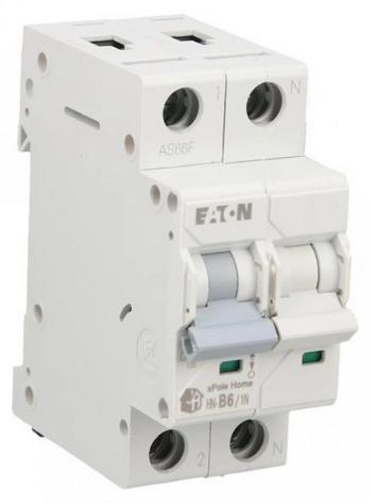 Interruttore magnetotermico 1P+N, 6A, 6kA, AC, serie Home Immagine del prodotto 