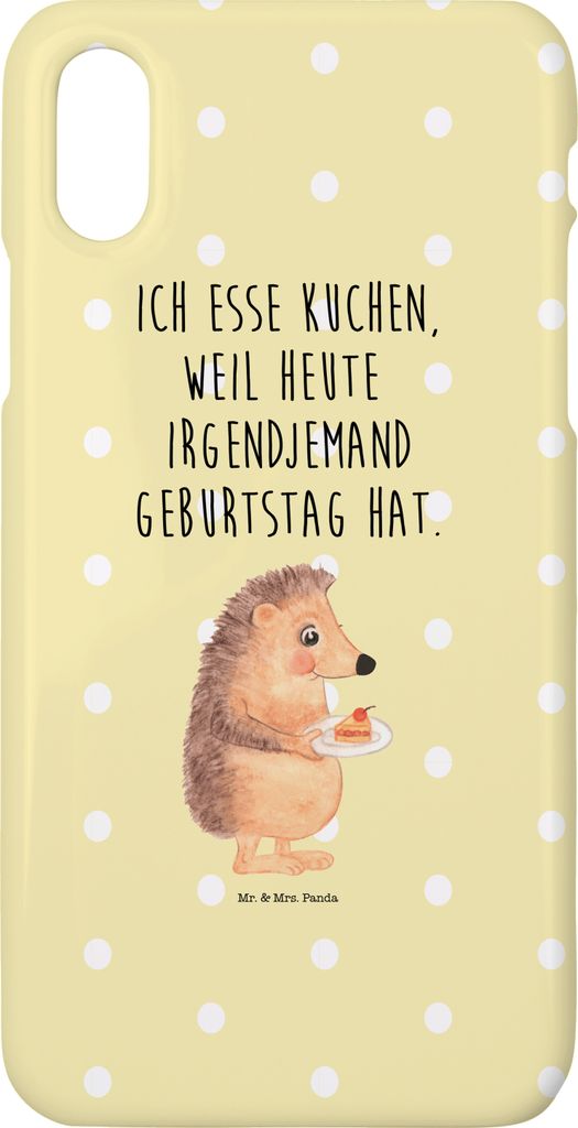 Mr. & Mrs. Panda Iphone 10 Handyhülle Igel Kuchenstück - Gelb Pastell - Geschenk, Handy, Geburtstagskuchen, X, Torte, Kuchen, Hülle, Cover, Esse...