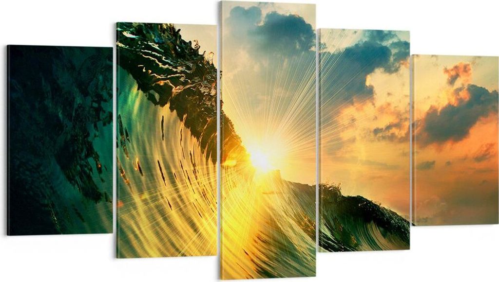 Bild auf Leinwand - Leinwandbild - Meer Welle Wasser - 160x85cm - Wand Bild - Wanddeko - Wandbilder - Leinwanddruck - Bilder - Kunstdruck - Wanddek...