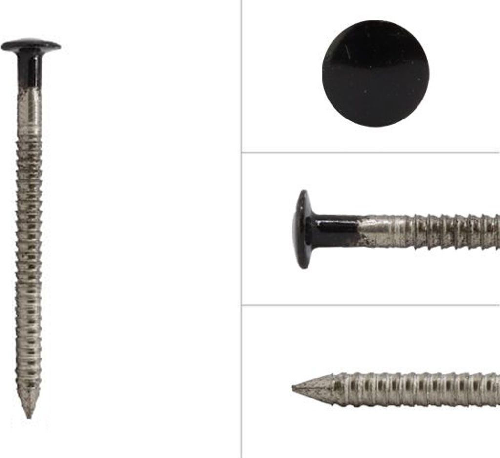 Ringnägel Edelstahl Linsenkopf für Fassadenverkleidung Schwarz 2.6 x 35 - 500 Gramm