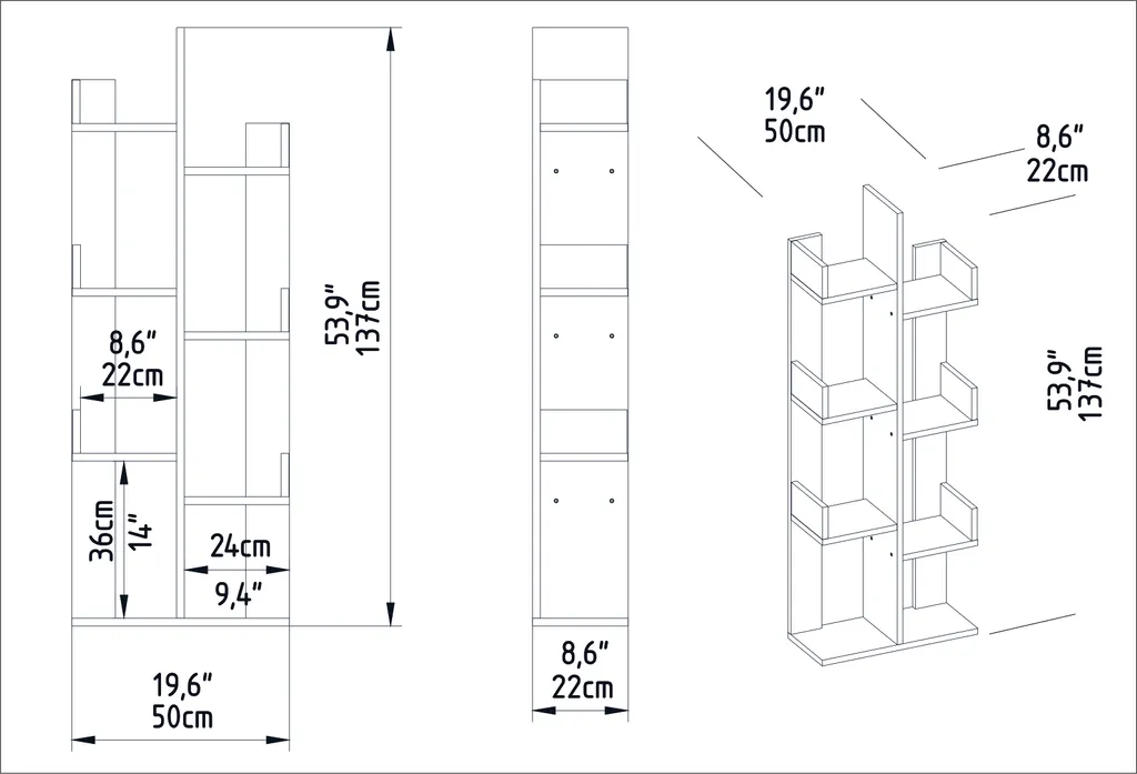 Bibliothèque compacte blanche Luisa 137 cm : solution gain de place déco - 6