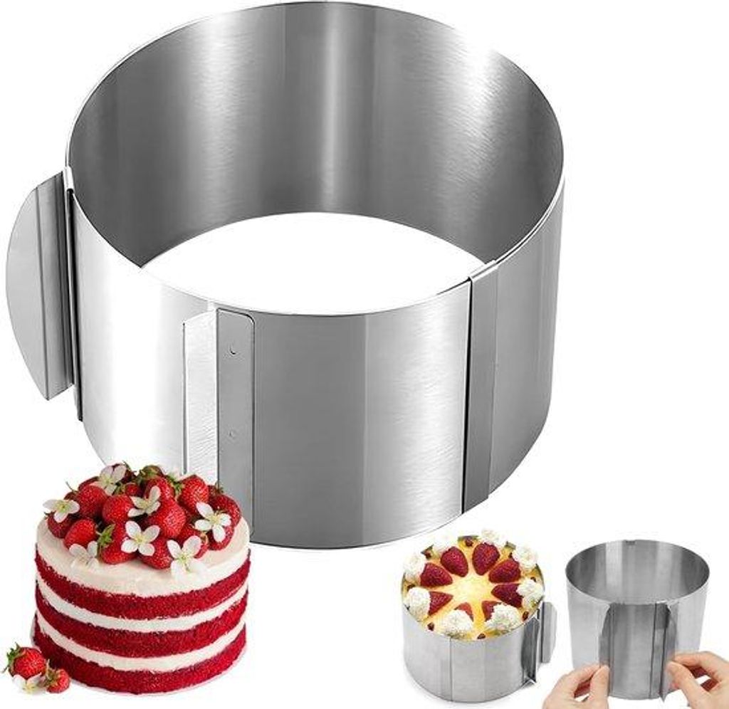 Rund verstelbarer Backring aus Edelstahl, 15 cm hoch, für Torten, Mousse, Cake, Chocolade
