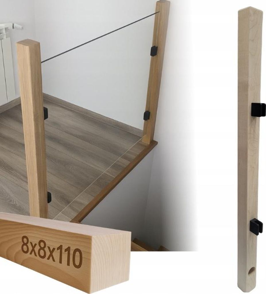 Čtvercové dřevo - Dřevěný sloupek - pro skleněné zábradlí - Obrázek produktu 
