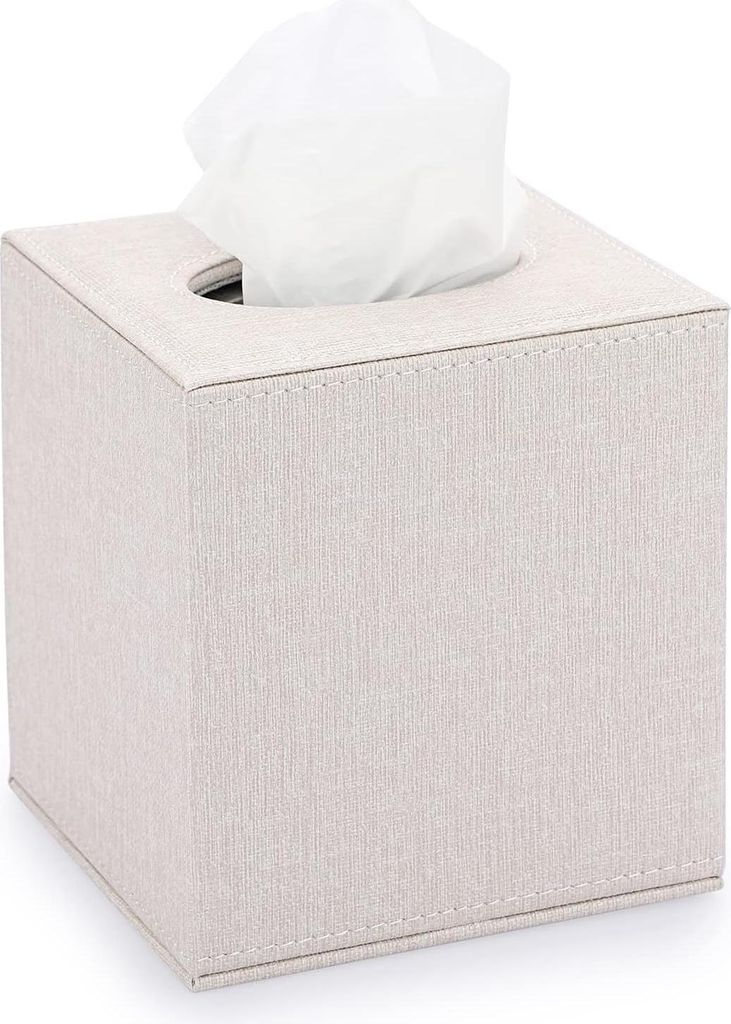 Quadratische Leinen-Taschentuchbox – Stilvoller Produktbild 