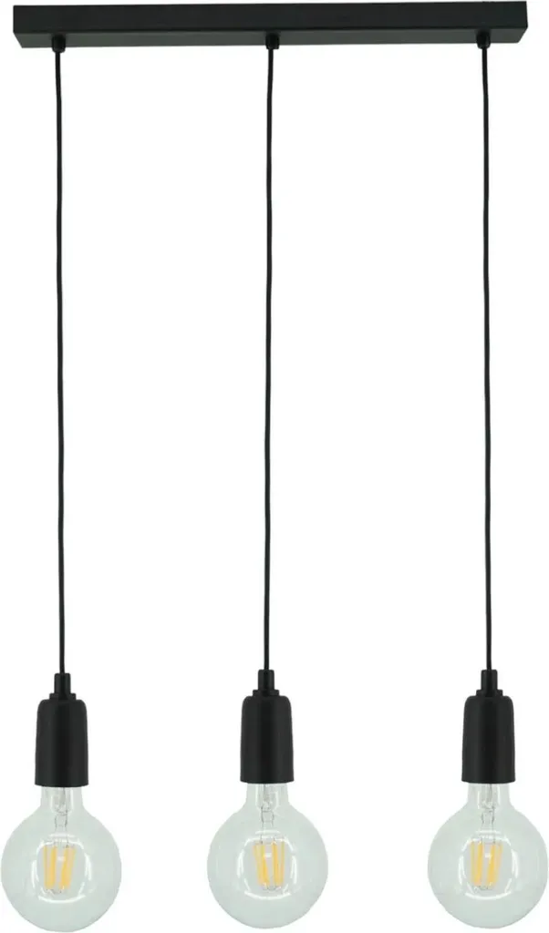 Suspension Noire Hades 2881/Z-B-3 - Luminaire Moderne 3 Globes en Verre