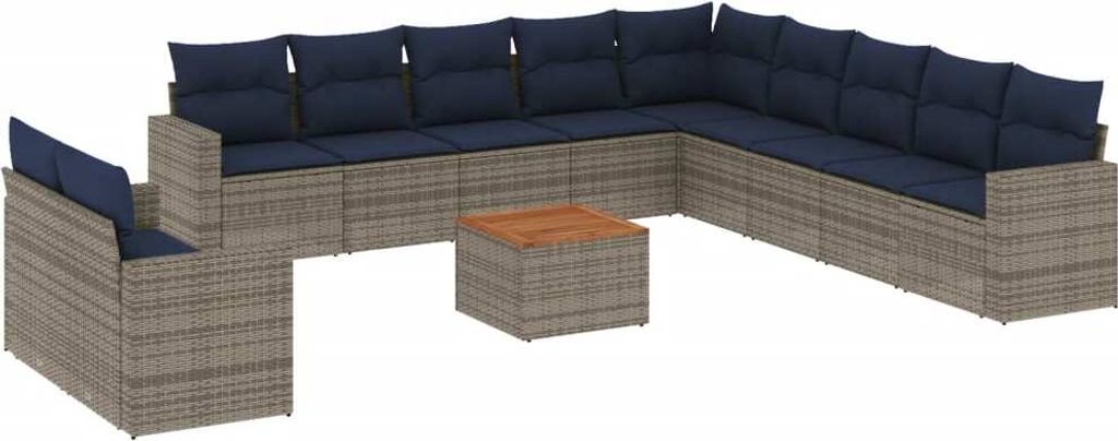 "2026 MODERNE" 12-tlg. Garten-Lounge-Set - elegantes Design - Sitzgruppe/Gartengarnitur - mit Kissen Grau Poly Rattan - Terassenmöbel NeuMöbel155799
