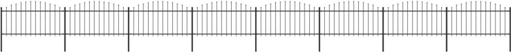 Gartenzaun mit Speerspitzen Stahl (1,25 - 1,5) x 13,6 m Schwarz