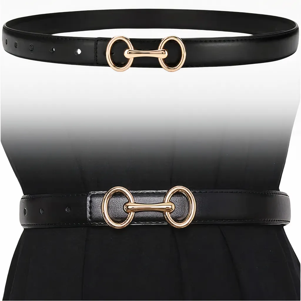Offerta Cintura Donna Pelle Nera 105cm Fibbia Oro - Vera Pelle