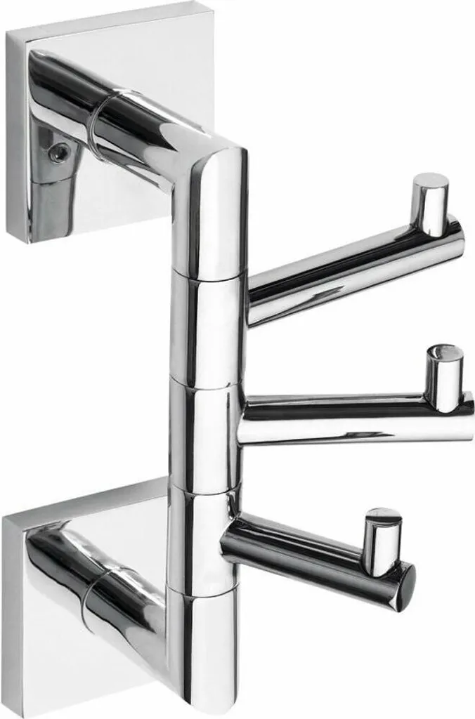 Patère triple murale pivotante BETA en laiton chromé 5,5x19x11 cm