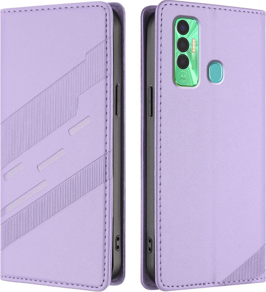 Hülle für Tecno Spark 7P, Kunstleder Brieftaschen Handyhülle mit Kartenfach und Standfunktion Violett