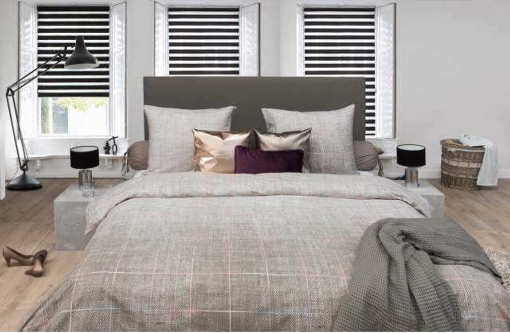 Heckett & Lane Flanell Bettwäsche Noor HnL Kariert Taupe 100% Baumwolle Reißverschluss Bettbezug Kissenbezug Bettgarnitur Bettzeug 155x220 cm