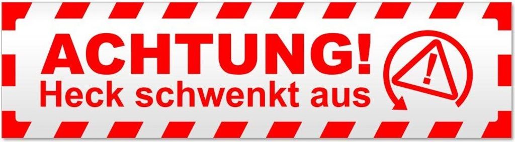 Kiwistar Achtung Heck schwenkt gestreift Magnetschild Schild magnetisch - 20cm Rot - Magnetfolie für Auto PKW Kfz