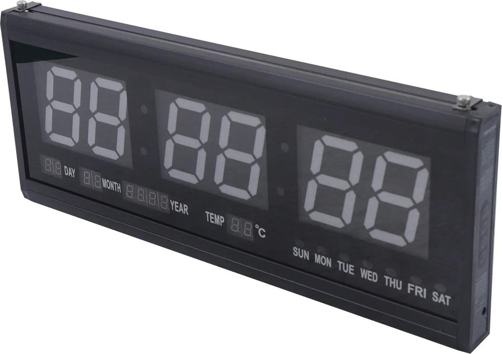 Große digitale Wanduhr - LED Wanduhr - 48 cm - 12/24 Std. - Datum & Temperatur (°C) - DC 5V ≤1,5 W