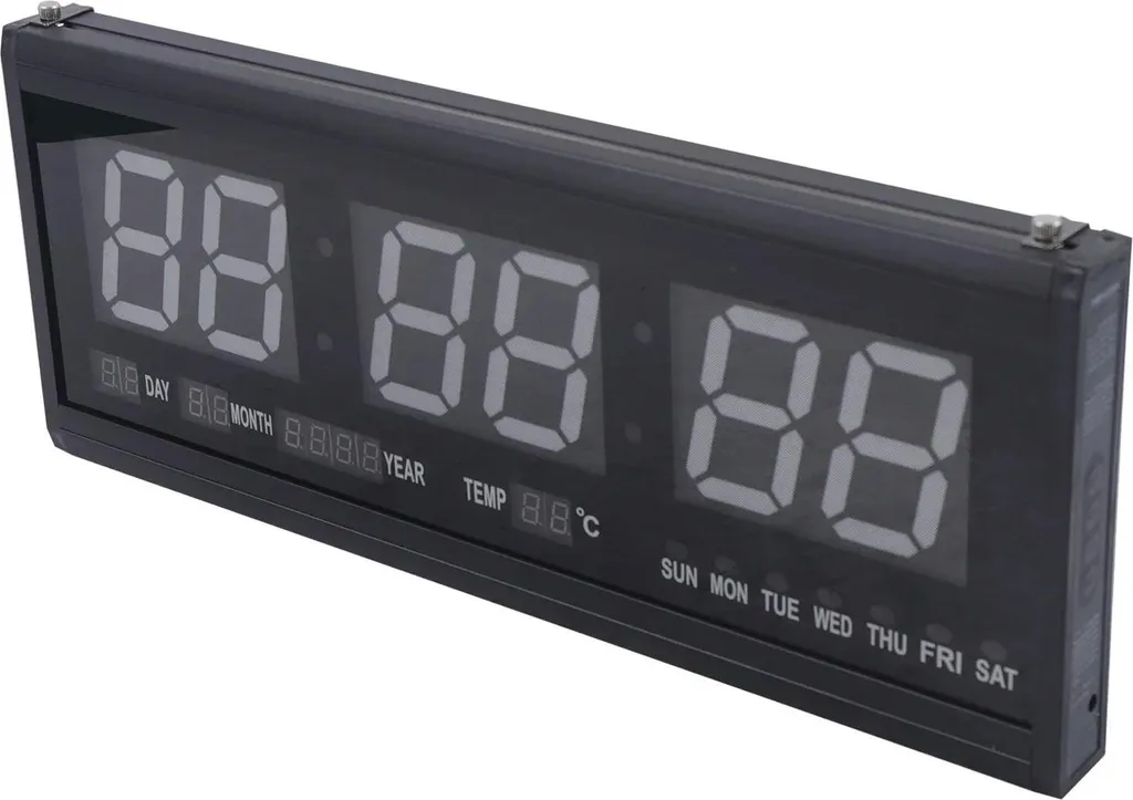 Horloge murale LED géante affichage digital rouge 48cm pour salon et bureau