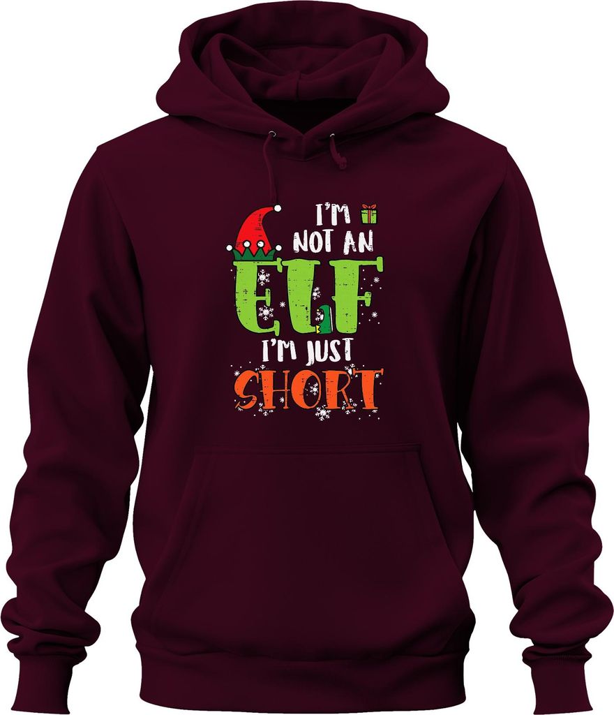 I'm Not An Elf I'm Just Short Weihnachten Elf Geschenk Uni Hoodie Kapuzenpullover, Burgundy, S