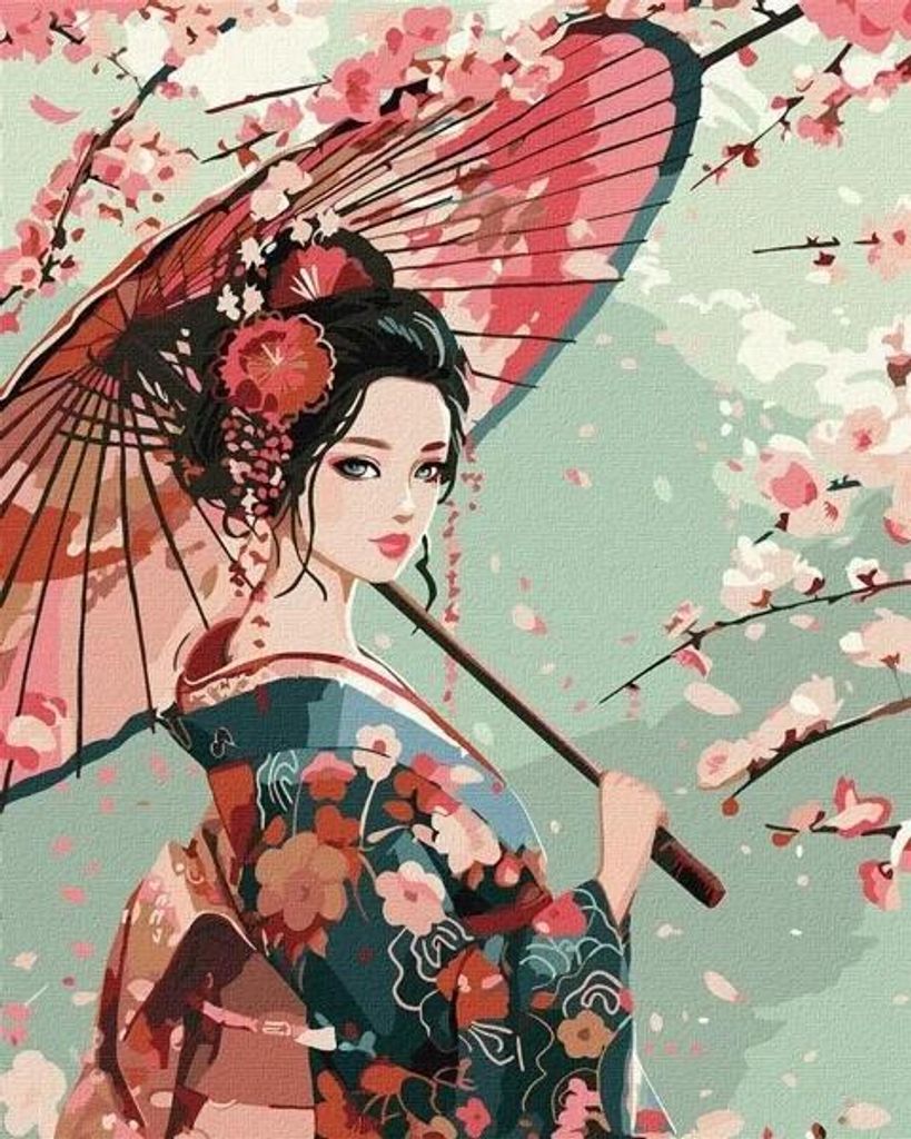 Malen nach Zahlen – Dame im Kimono, 40 x 50 cm – Ideyka