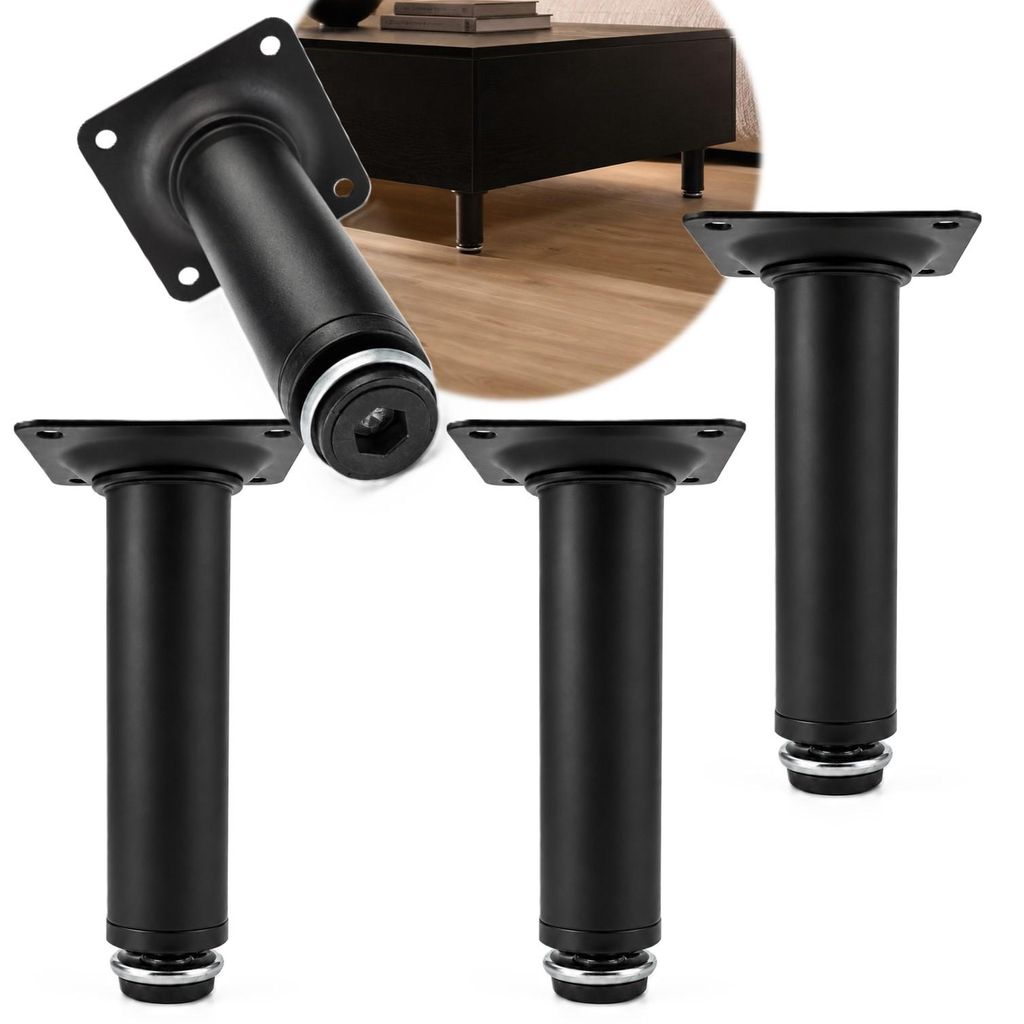 HOOZ® Möbelfüße Edelstahl Schwarz Matt 200 mm 4er Set Produktbild 