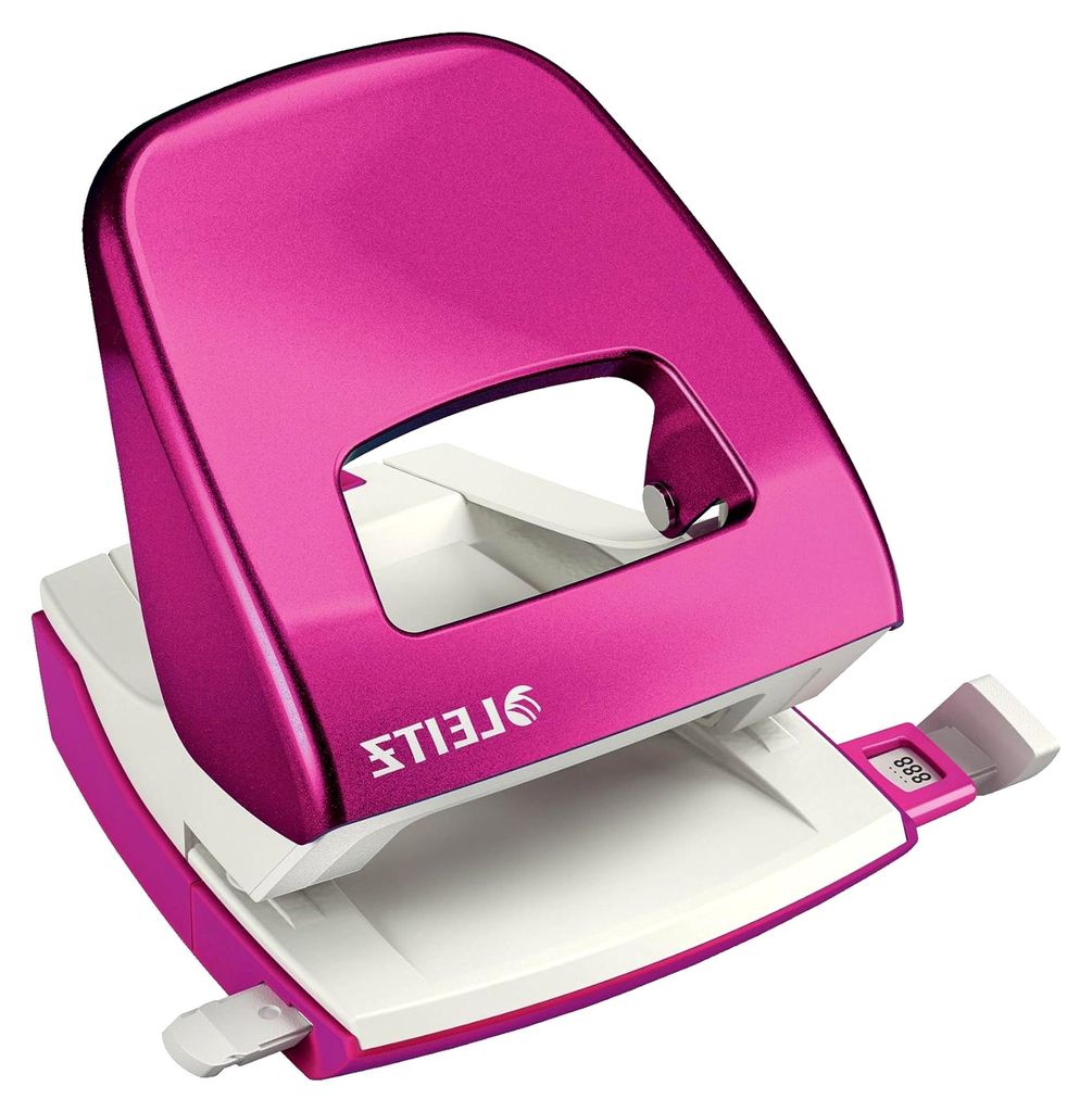Bürolocher aus Metall für 30 Blatt, Ergonomisches Design, pink, WOW-Serie