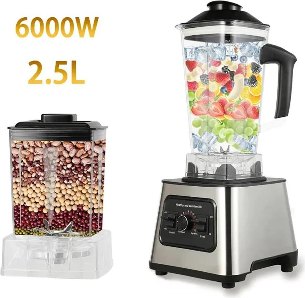 Frullatore da cucina - Frullatore/Smoothie Maker - Contenitore da 2,5 L - Motore da 700 W - Espulsione automatica dei residui - Tritura ghiaccio e noci - Spina UE - Grigio chiaro