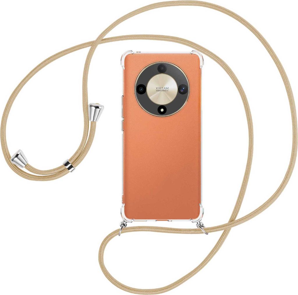 Handykette Backcover-Schutzhülle mit Band (Metall silberfarben) für Honor X9b (6.78'') - caramel
