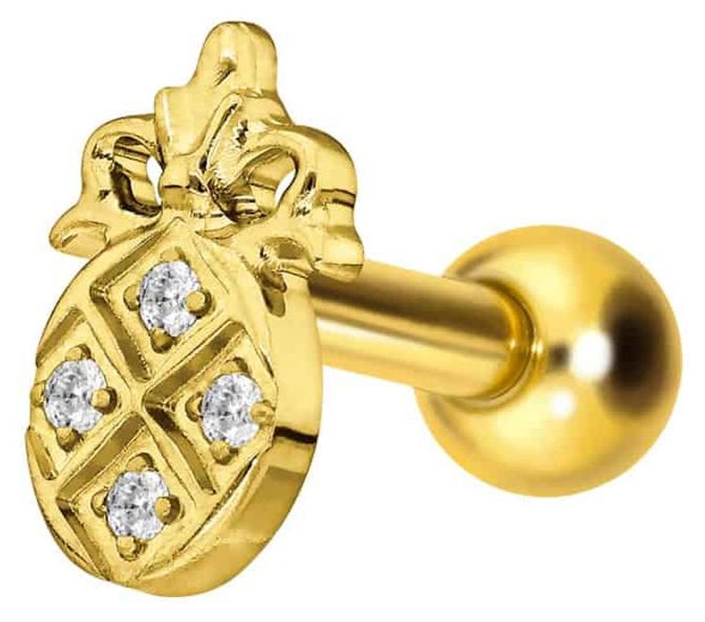 Ohrpiercing Titan Ohrpiercing mit Innengewinde KRISTALLANANAS Gold Stablänge: 6mm