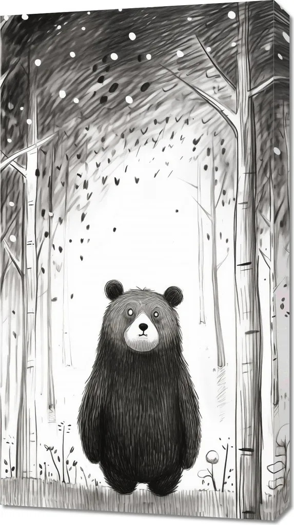 Quadro Orsacchiotto Curioso 50x90 cm | Decorazione Cameretta Bimbi