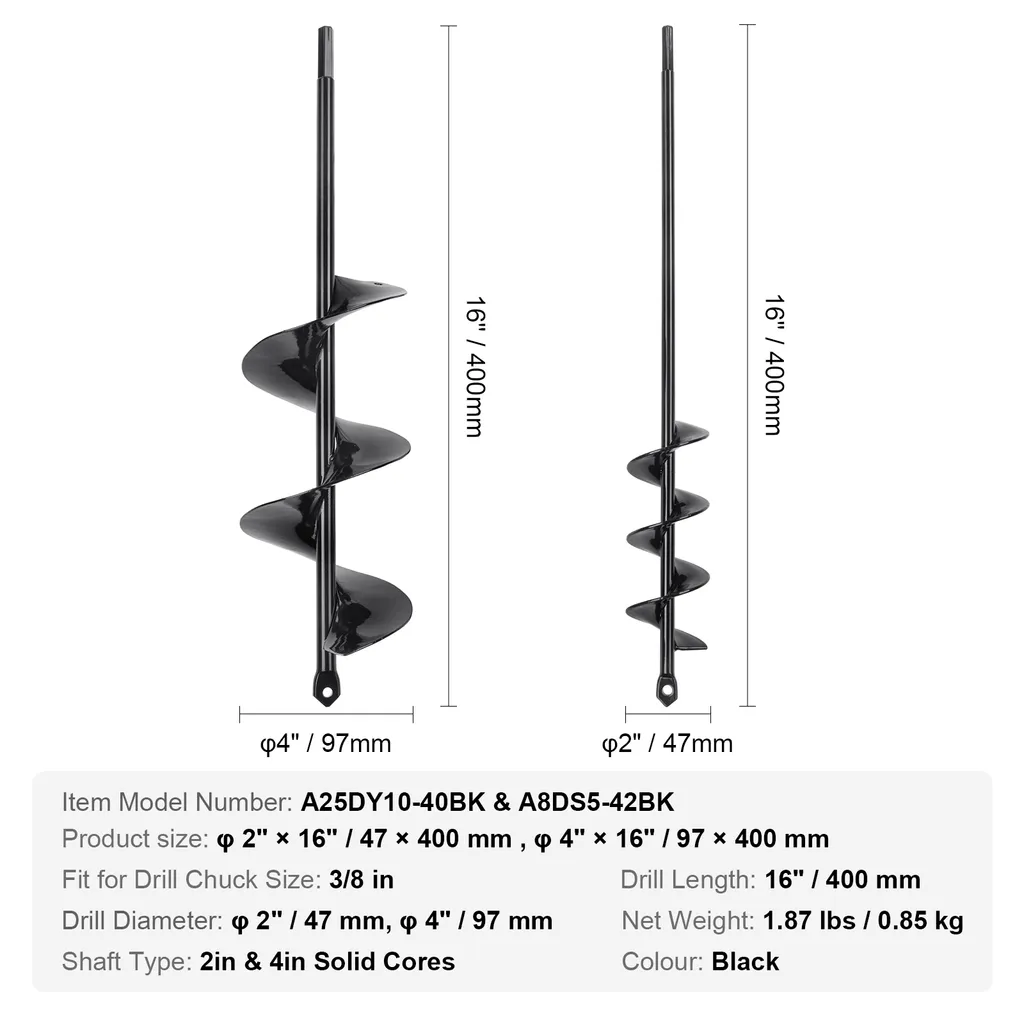 Tarière de Jardin pour Bulbes et Semis, Kit de Forage pour Perceuse 3/8" - 7