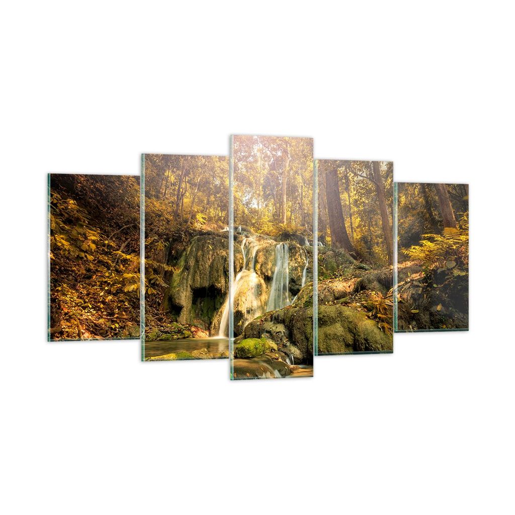 Bilder auf glas - Wald Wasserfall Natur Umwelt - 160x85cm - Glasbilder - Wandbilder - Kunstdruck - zum Aufhängen bereit - Wanddekoration aus Glas ...