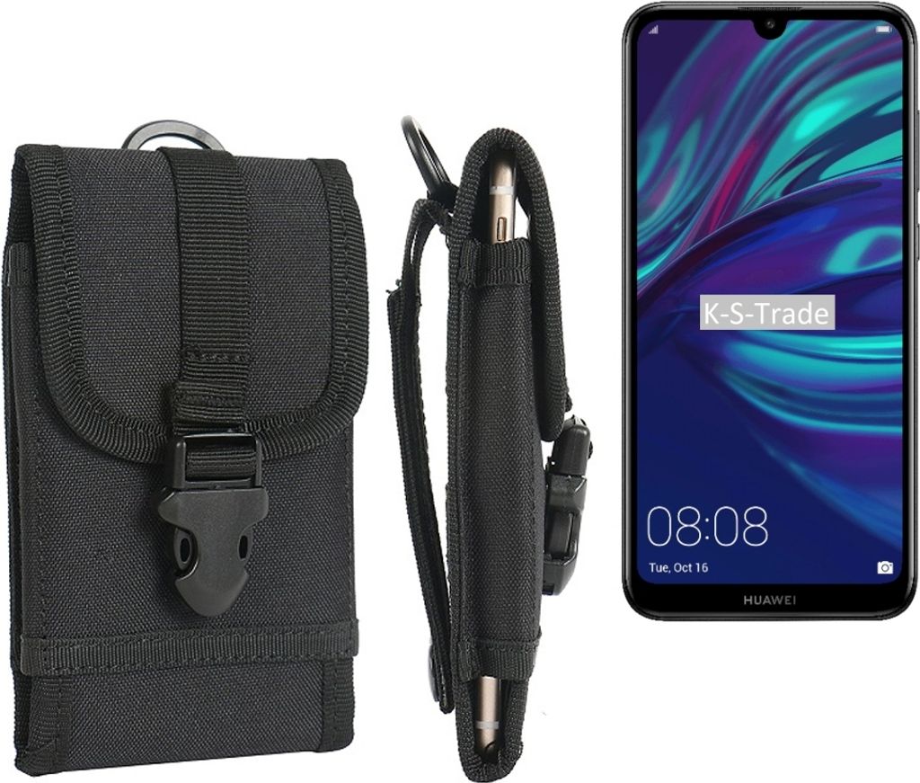 K-S-Trade Holster Handy Hülle kompatibel mit Huawei Y7 (2019) Holster Handytasche Gürtel Tasche Schutz Hülle Robust Outdoor schwarz