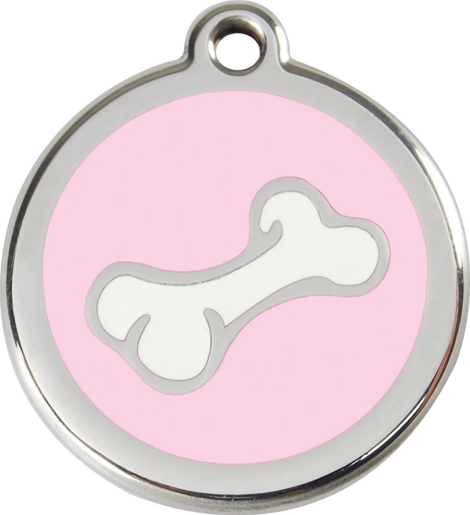 RedDingo Hundemarke mit individueller Gravur Cartoon Knochen pink, Größe: S