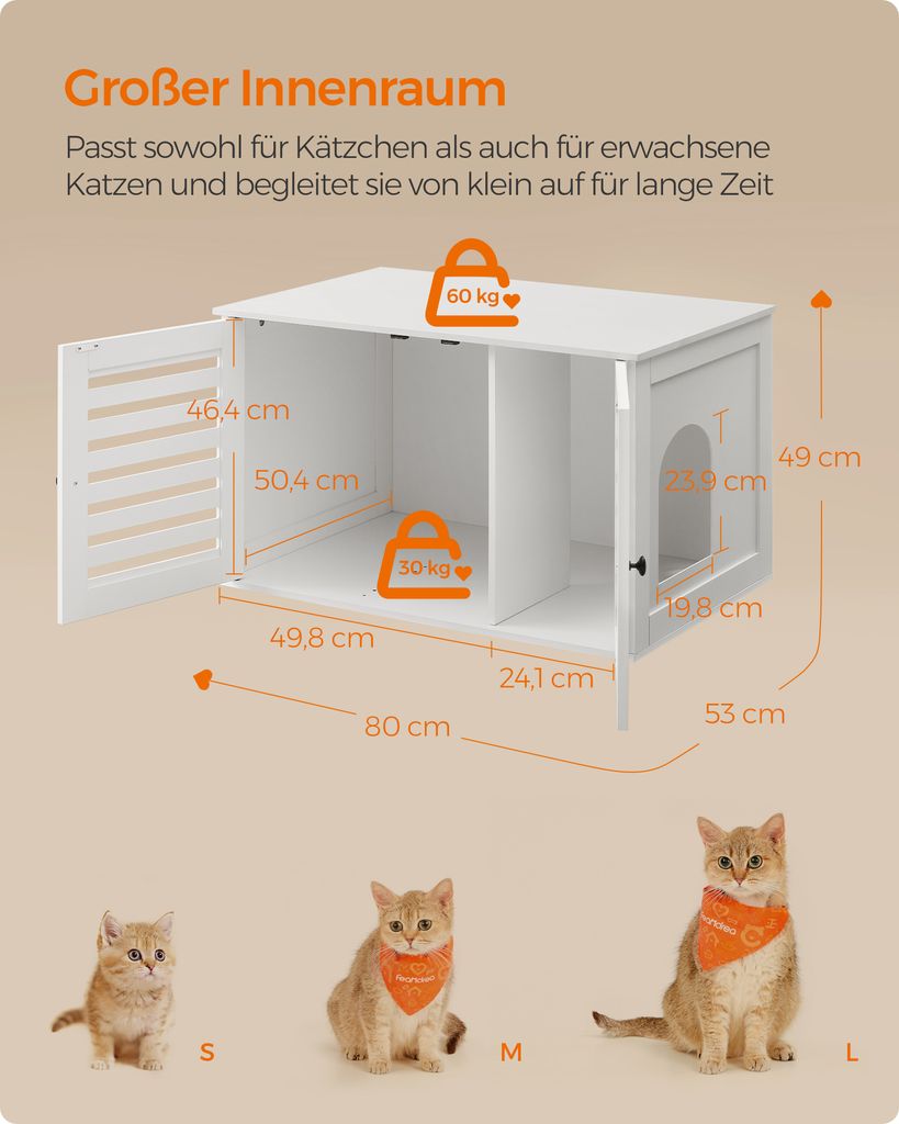 FEANDREA Katzentoilette, 80x53x49,2cm, stark, langlebig, Produktbild 8