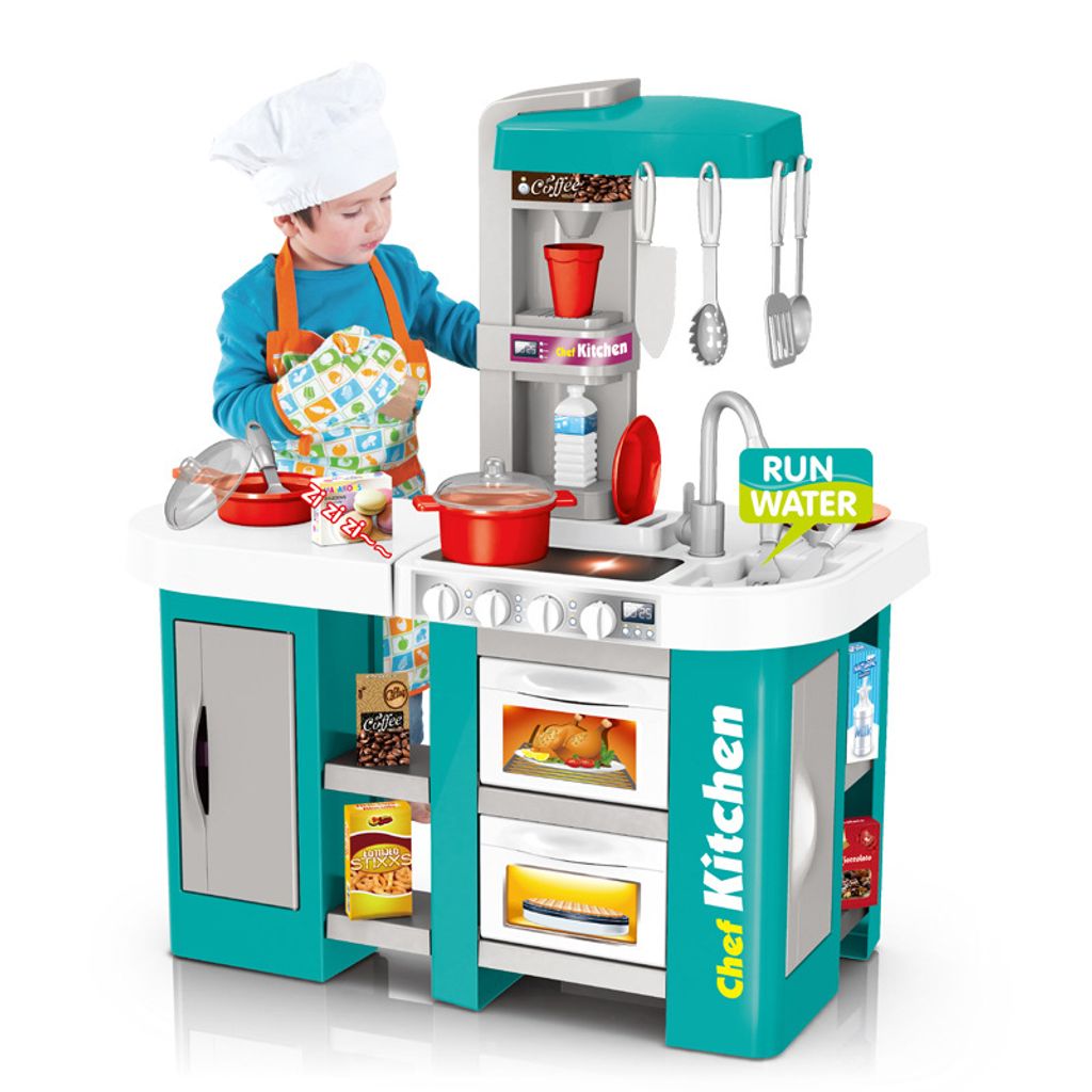 Kinderküche Spielküche Küche Kunststoff Spielzeugküche mit 21 teiligem Zubehör 