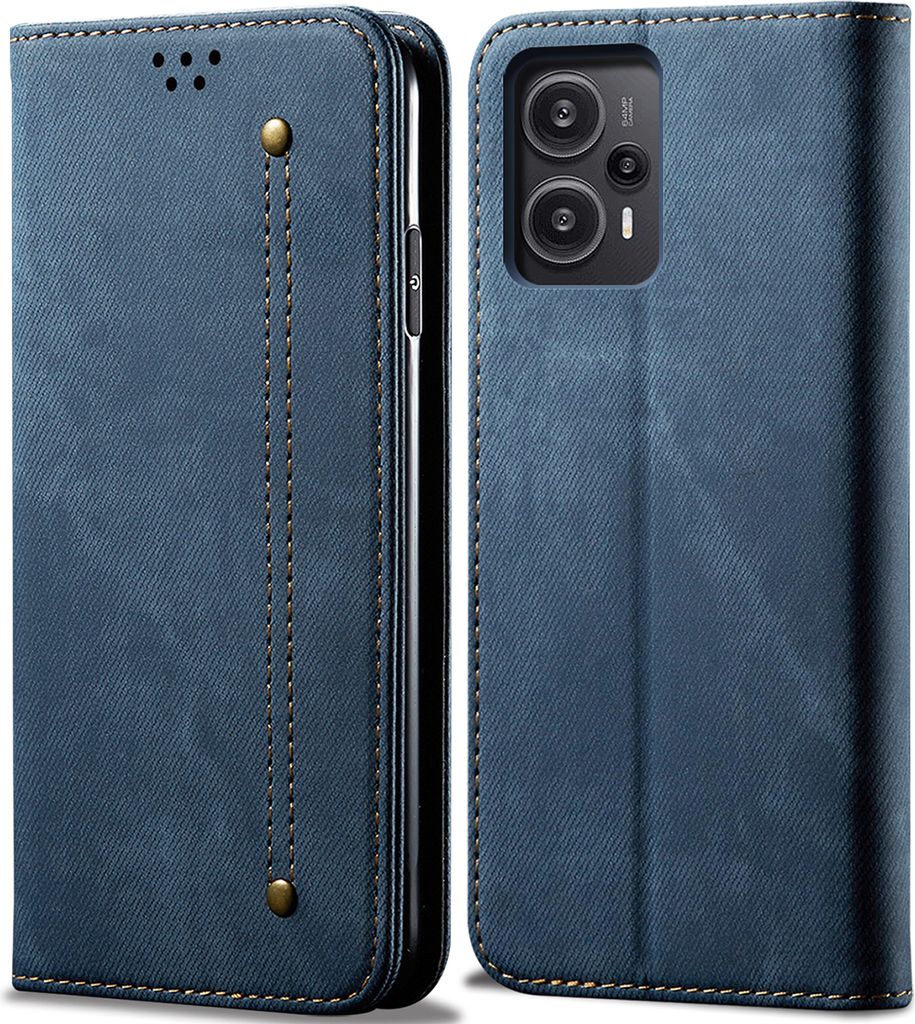 Xiaomi Poco F5 Hülle, Leder Brieftasche Flip Bookstyle Schutzhülle mit Standfunktion für Xiaomi Poco F5 / Redmi Note 12 Turbo Blau