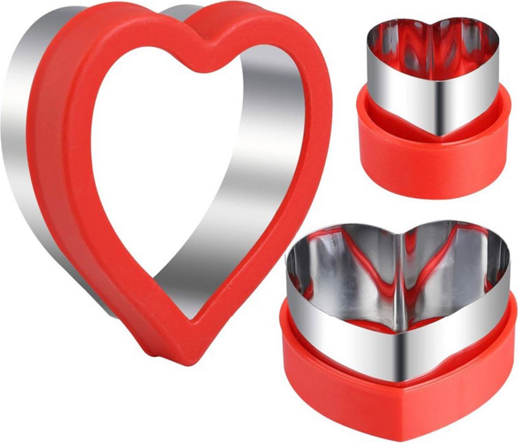 3/5/7/8 Stück Herz-Ausstechformen zum Valentinstag, Liebesherzform, Keksausstecher aus Edelstahl, Backausstecherform für Kekse, Sandwiches, Kekse