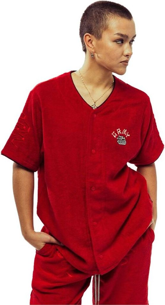 Grimey Lucky Dragon Terry Towelling Baseball Kurzarm-t-shirt Mit V-ausschnitt Rot XL Mann Rot XL